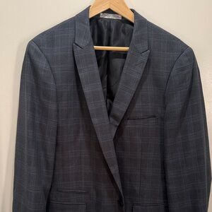 Paisley & Gray Checkered Men's suit with blue and gray pattern